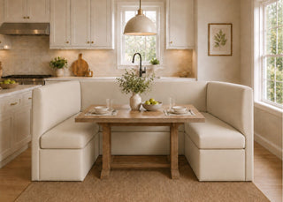 Richmond U Shape Plain Back Banquette Seating | Stone Colourway